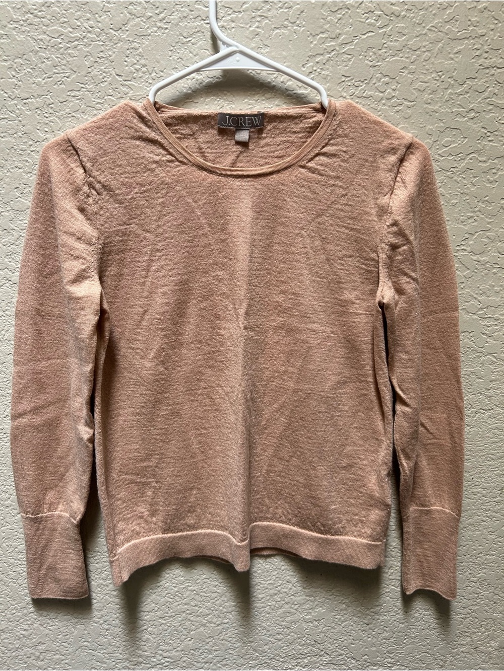 J.Crew 100% Merino Wool Crewneck Sweater in Blush Pink